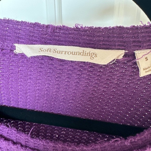 Soft Surroundings Purple Waffle Knit Raw Hem Tunic with Buttons - Picture 3 of 7